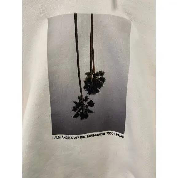 Palm Angels NWT Mirage Fitted Hoody in Off White Light Grey - Picture 8 of 16